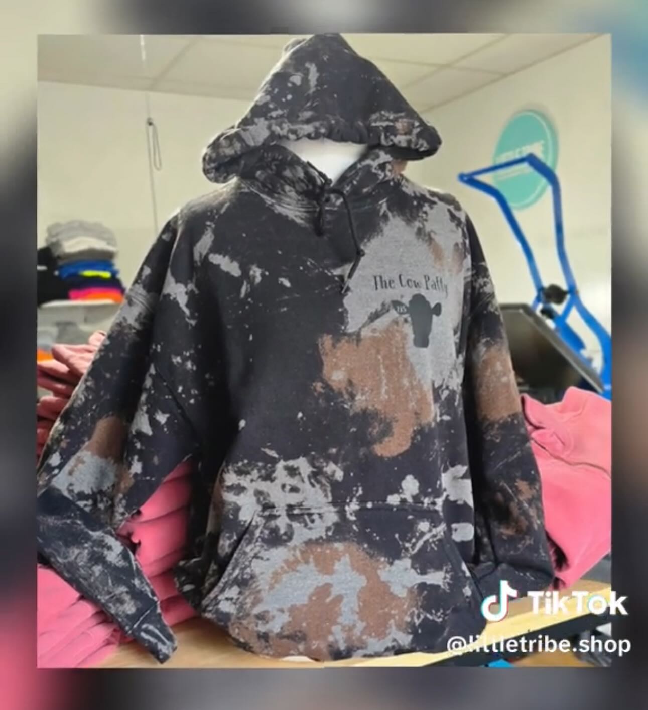 Dark Cow Print Hoody
