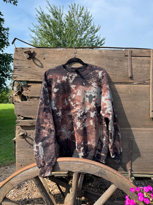 Dark Cow print crew