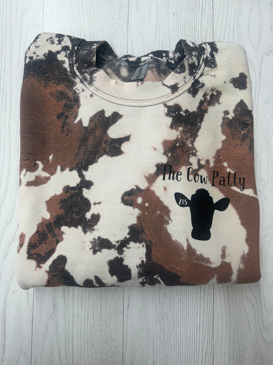 Cow print crew