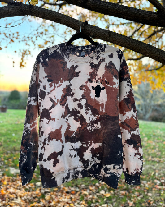 Cow print crew