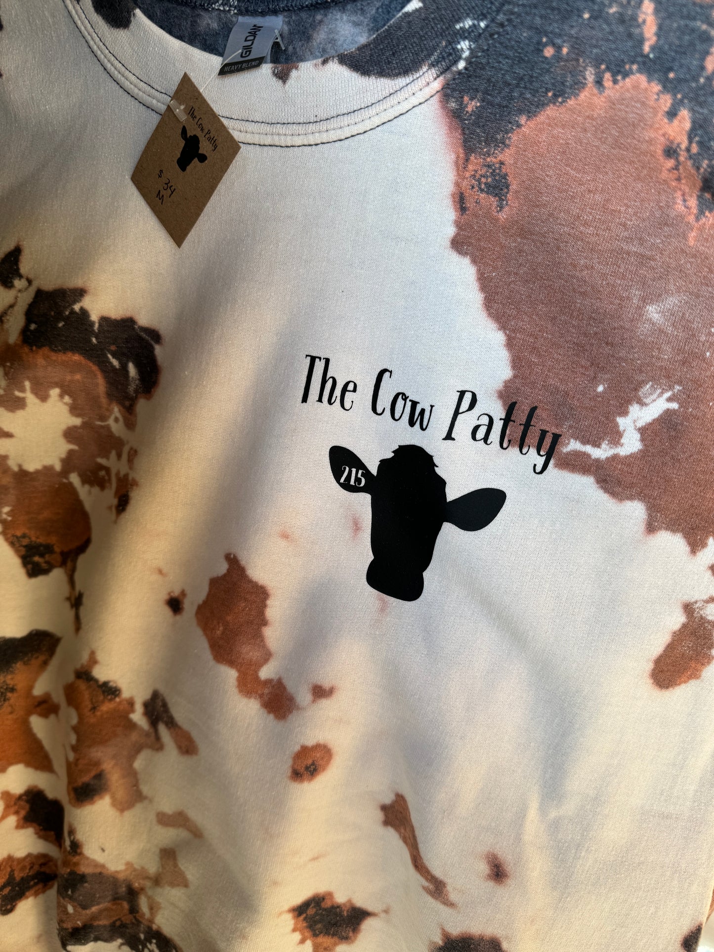 Cow print crew